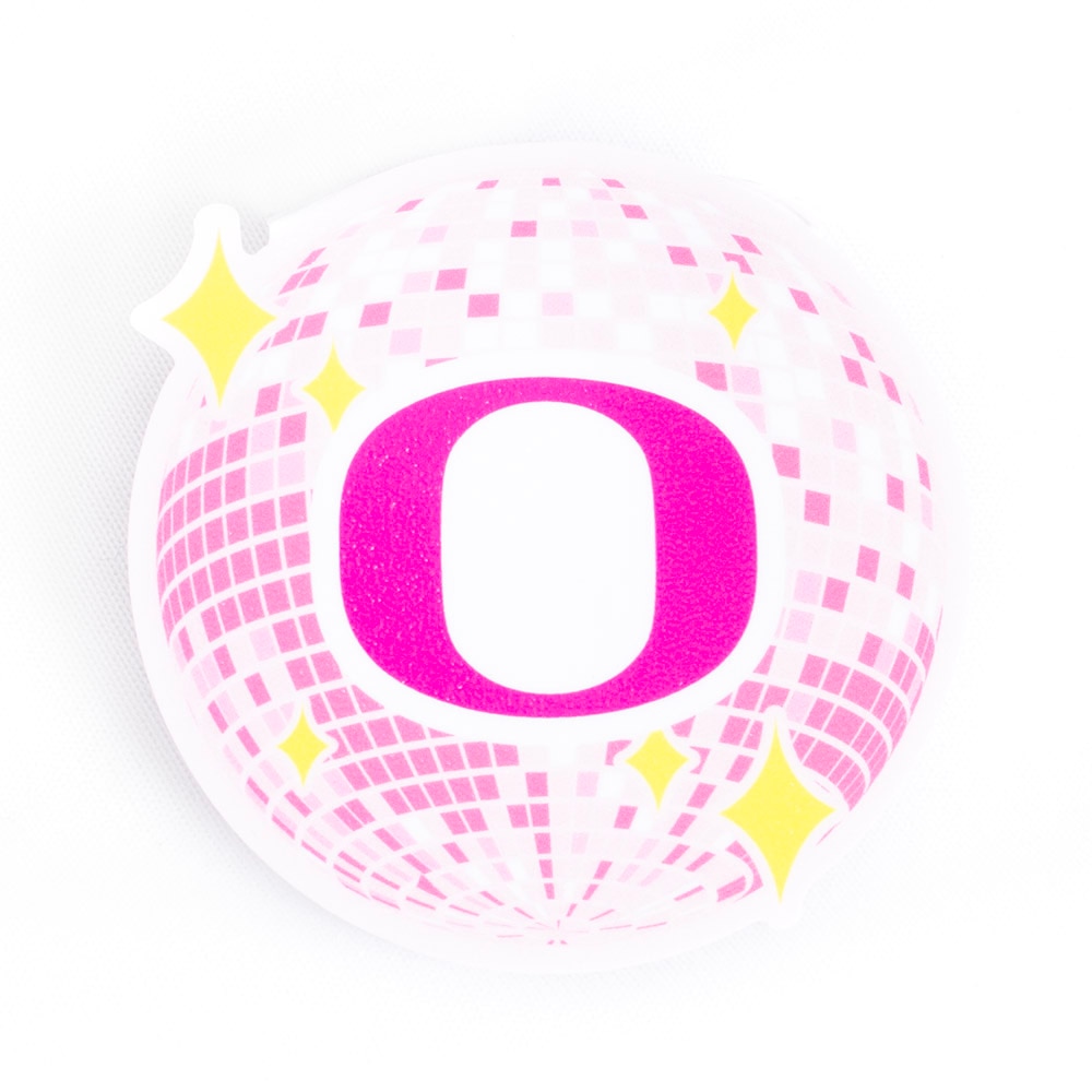 Classic Oregon O, Pink, Stickers, Home & Auto, 3.5", SDS, Disco Ball, Rugged, 829198